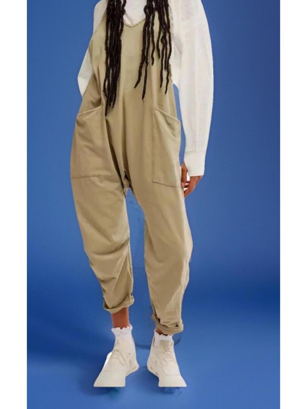 $70 NWT Free People FP Movement Women's Size L Hot Shot Jumpsuit Sage Stone - Picture 1 of 4